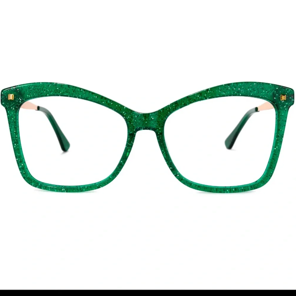 Zelool Prescription-5.00 Glitter Gold & Kelly Green Large Frame Fashion … - Picture 2 of 13